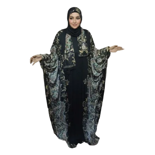 Elegant black abaya with floral embroidery, perfect for modest fashion in Egypt
