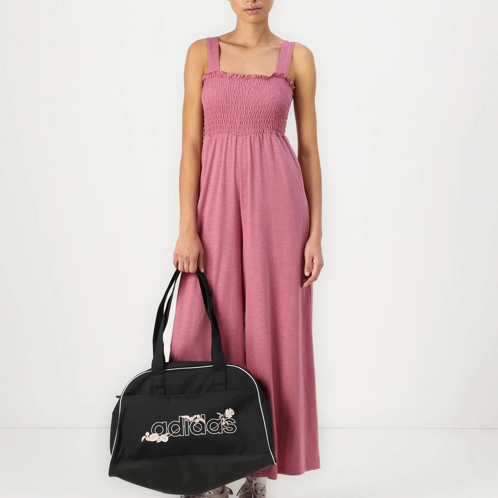 Smocked Bodice Solid Knit Jumpsuit
