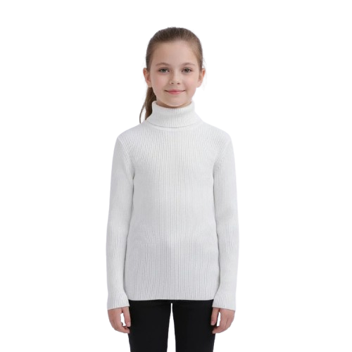 Girls Turtleneck Ribbed Sweater, Long Sleeve - Up to 20 KG