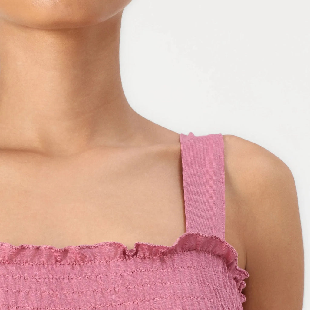 Smocked Bodice Solid Knit Jumpsuit