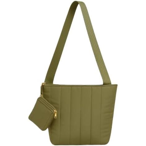 Quilted Shoulder Bag, Waterproof, 40 W x 35 L, Casual Style Handbag with Zipper Closure