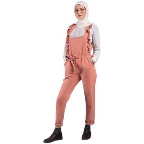 Ruffled Pinafore Jumpsuit with Waist Tie