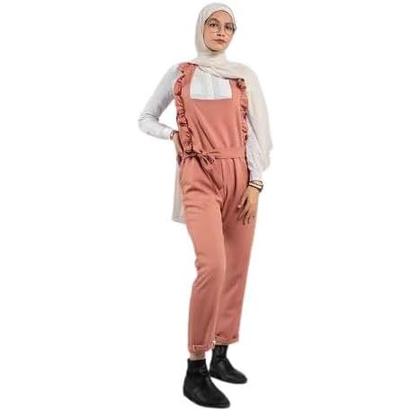 Ruffled Pinafore Jumpsuit with Waist Tie