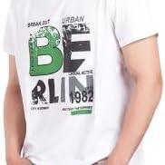 Men's short-sleeved T-shirt with print, 100% cotton.