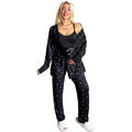Women's 4-Piece points Print Pajama Set with Lace Trim & Butter Robe - Fit up to 75 KG