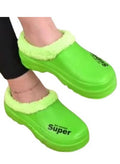 شبشب/ليكرا حريمي للمنزل مبطن بالفرو الناعم ومقاوم للانزلاق - أخضر فاقع (Air-shoes Super)