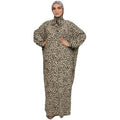 Leopard Print Prayer Dress, Traditional Islamic Abaya, One Size Up to 90 KG, Full Length Loose Design