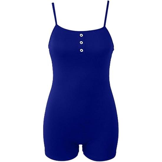 Women's Bodysuit Romper with Mesh Panel Detail, Butter Material, Spaghetti Strap, Fitted Style Up to 65 KG
