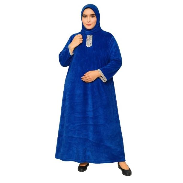 Traditional Isdal Women's Velvet Prayer Dress Lycra, Full Length(70 cm & 170 cm), with Embroidered Neckline