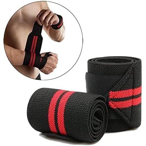Wrist Support Straps for Weight Lifting, Black Neoprene Dumbbell Grip Wraps, Universal Size, 2 Pieces