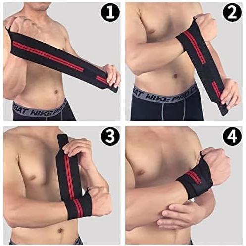 Wrist Support Straps for Weight Lifting, Black Neoprene Dumbbell Grip Wraps, Universal Size, 2 Pieces