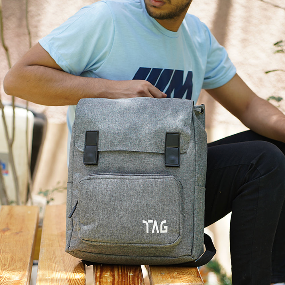 Canvas laptop backpack - Grey