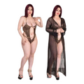 Elegant Plus Size Chiffon Lingerie Set, Leopard Print with Sheer Robe, Imported Butter Material, Fits up to 65 KG