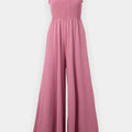 Smocked Bodice Solid Knit Jumpsuit
