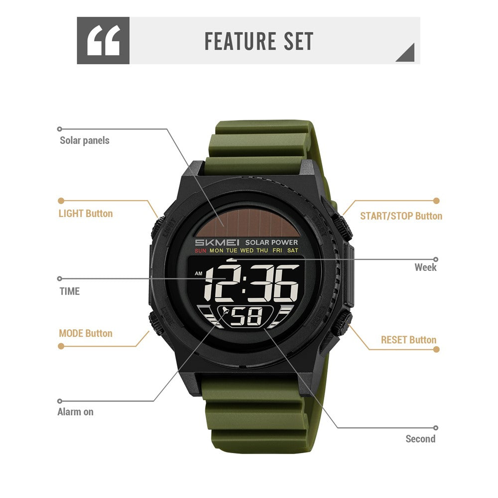 SKMEI Men's Digital Sports Watch - 50M Waterproof with EL Backlight