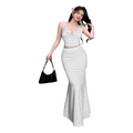 Vintage Polka Dot Sleeveless Mermaid Maxi Dress,