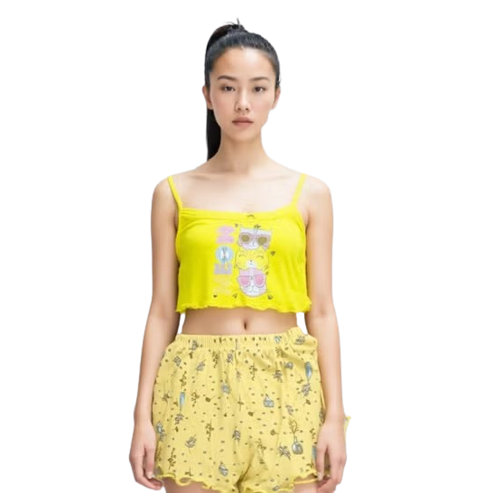 Women Pajama Set with short - Yellow