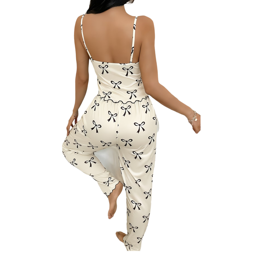 Two-Piece Ribbon Print Loungewear Set