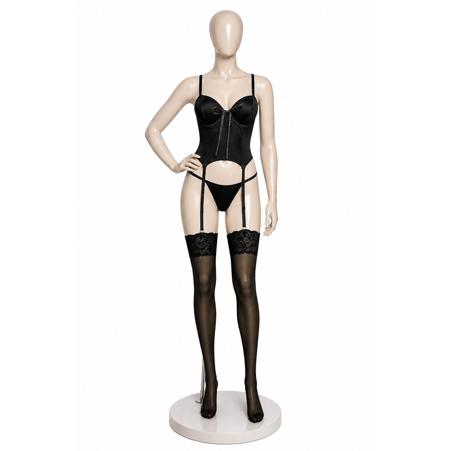 Women’s Luxury Lingerie Set – Imported Butter Fabric – Corset Design with Garter & Stockings – Fits Up to 65 KG