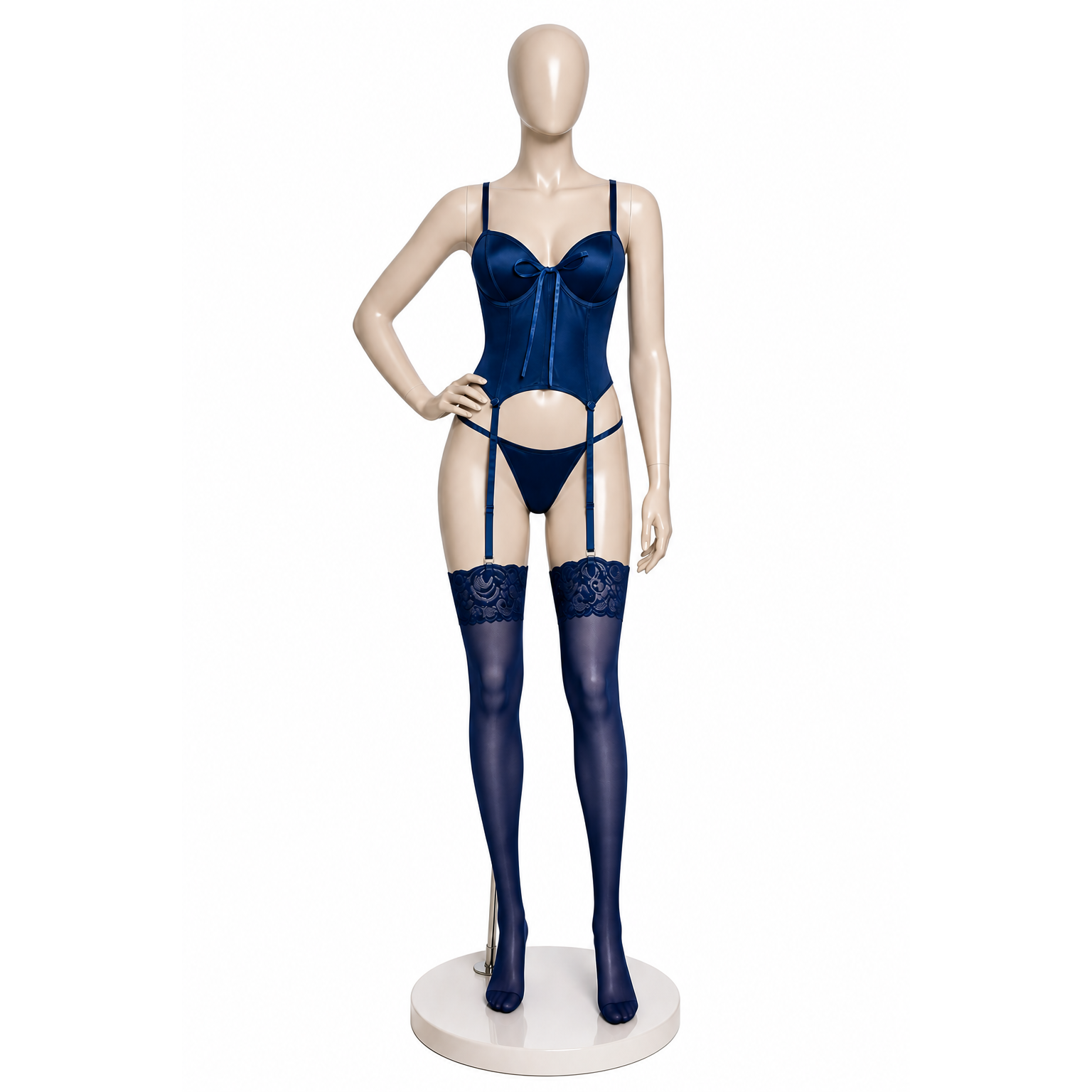 Women’s Luxury Lingerie Set – Imported Butter Fabric – Corset Design with Garter & Stockings – Fits Up to 65 KG