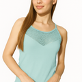 Undershirt cotton wide strap front lace top