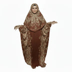 Modest Long Sleeve Maxi Gown With Abstract Print