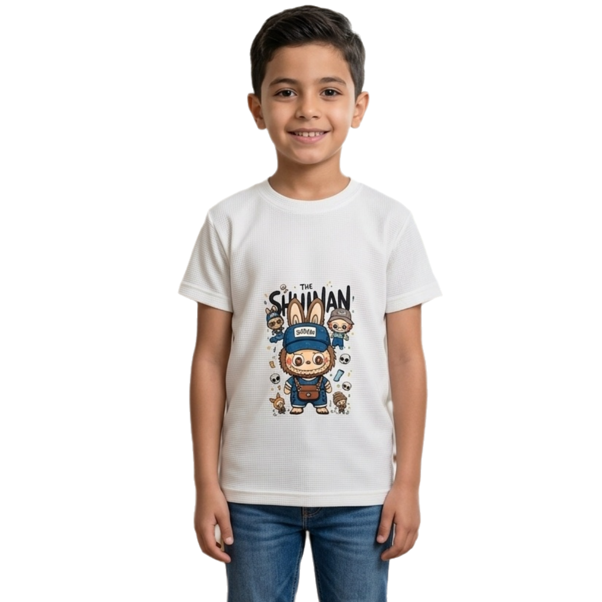 Boys' 2-Piece Casual Set - Corduroy Zip-Up Sweatshirt & Printed Waffle Knit T-Shirt