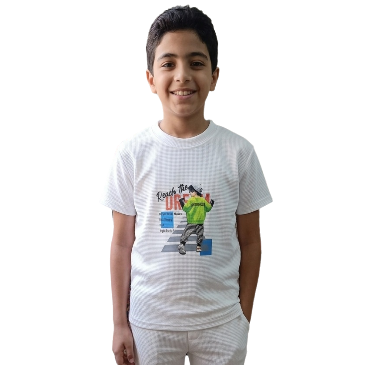 Boys' 2-Piece Casual Set - Corduroy Zip-Up Sweatshirt & Printed Waffle Knit T-Shirt