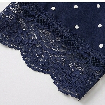 Women's 4-Piece Lingerie Pajama Set - Polka Dot Camisole, Pants & Robe - Navy Blue