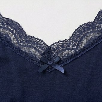 Women's 4-Piece Lingerie Pajama Set - Polka Dot Camisole, Pants & Robe - Navy Blue