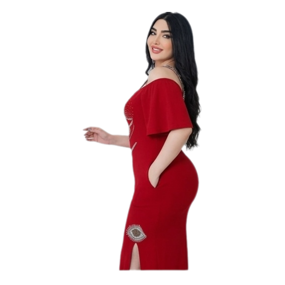 فستان أنيق للفتيات - أحمر داكن