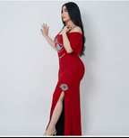 فستان أنيق للفتيات - أحمر داكن
