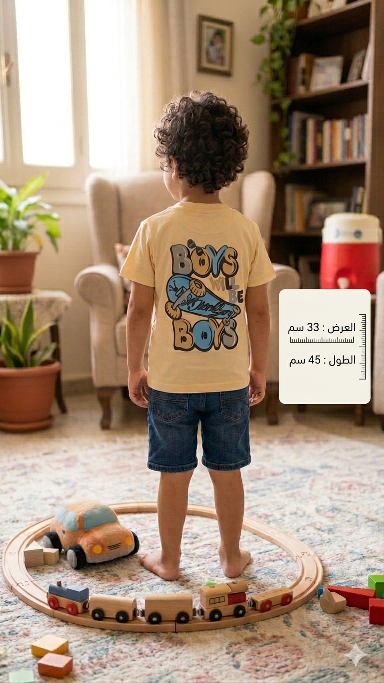 تيشيرت قطن للأولاد بطبعة وسكيت بورد