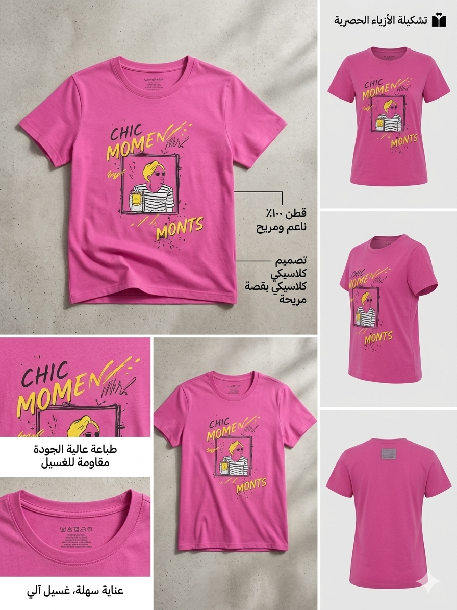 Girls' Premium Cotton Graphic T-Shirt – Vibrant Fuchsia Pink