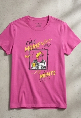 Girls' Premium Cotton Graphic T-Shirt – Vibrant Fuchsia Pink