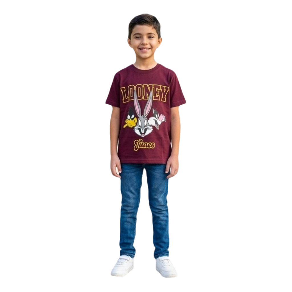 Kids Boys Looney Tunes Cotton T-Shirt - Bugs Bunny, Daffy Duck & Sylvester Graphic Tee