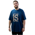 Men's Oversize Navy Blue Cotton T-Shirt - Graphic Print