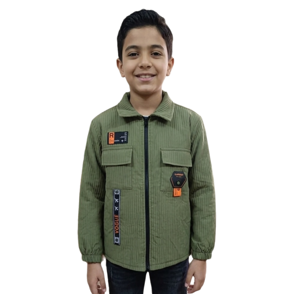 Boys' 2-Piece Casual Set - Corduroy Zip-Up Sweatshirt & Printed Waffle Knit T-Shirt