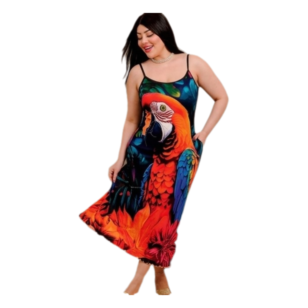 Queen Lingerie Tropical Parrot Print Home Dress - Up to 70 KG