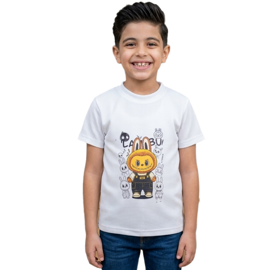 Boys' 2-Piece Casual Set - Corduroy Zip-Up Sweatshirt & Printed Waffle Knit T-Shirt