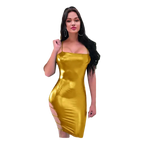 Shiny gold bodycon dress with side cutouts, perfect for parties and nights out in Egypt