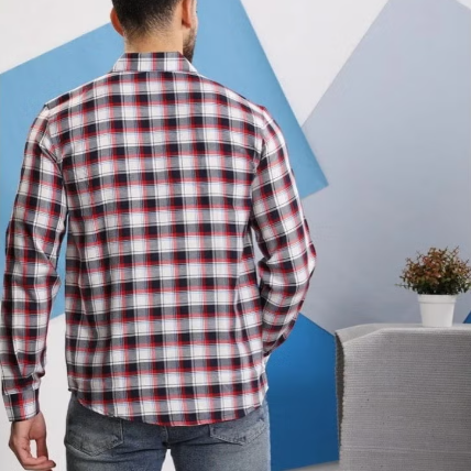 Men's cotton plaid shirt, red