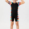 one-piece swimsuit, shorts , multi-colored and shaped - Black