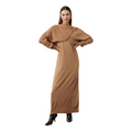 Women's 2-Piece Knit Maxi Dress & Bolero Sweater Set - Camel Brown
