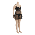 Women's Sheer Tulle Heart Pattern Babydoll Lingerie Set