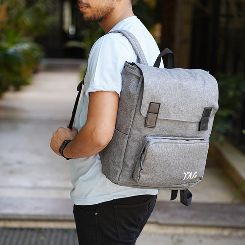 Canvas laptop backpack - Grey