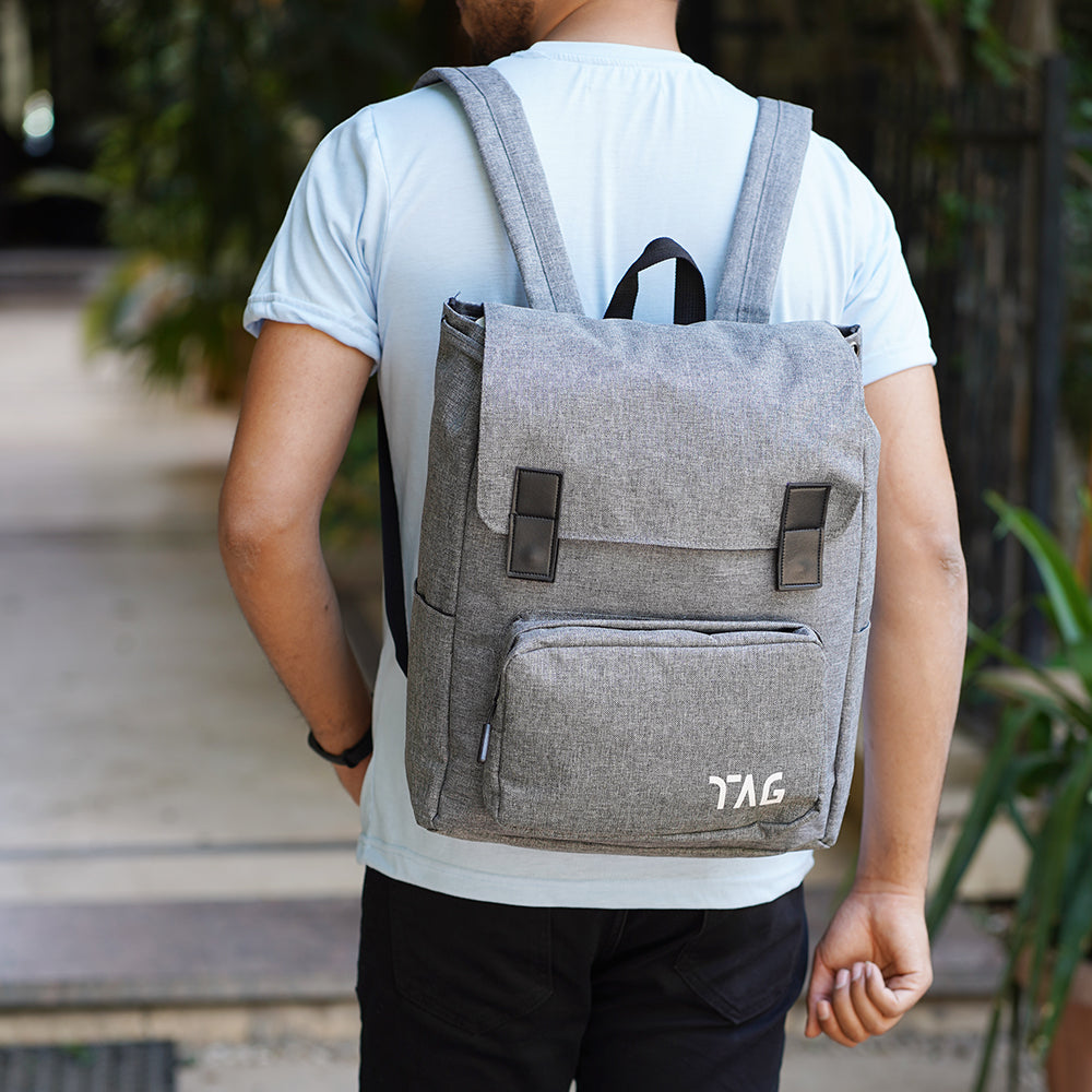 Canvas laptop backpack - Grey