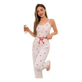 Women's 2-Piece Ribbed Pajama Set – Soft Stretchy Fabric (Fits up to 65kg)