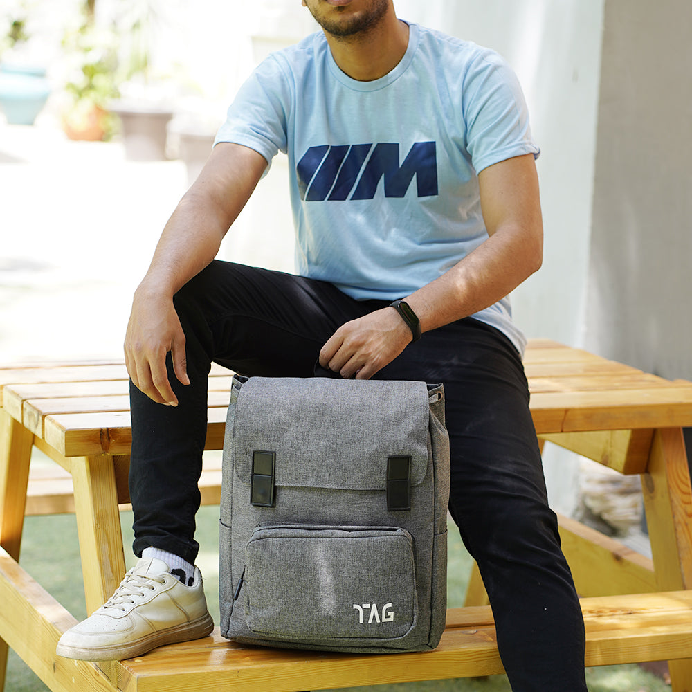 Canvas laptop backpack - Grey