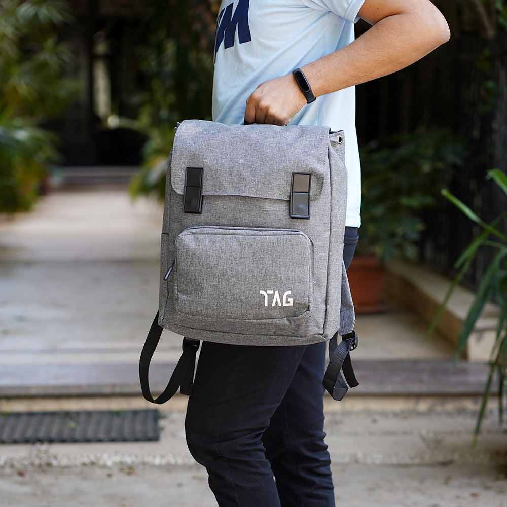 Canvas laptop backpack - Grey